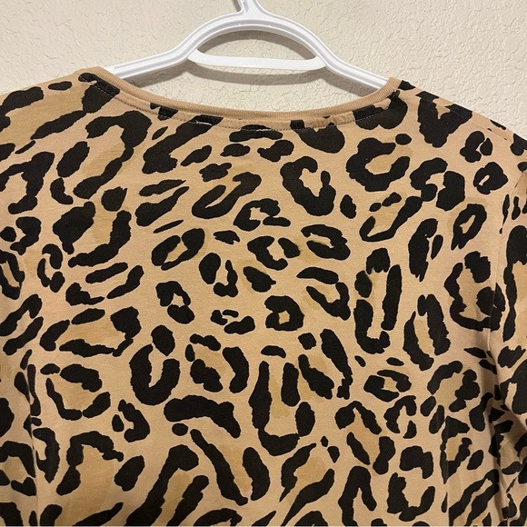 Zara Leopard Print Brown and Black Short Sleeve Top Size Medium - Picture 8 of 11
